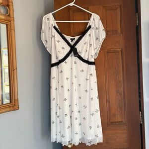 NEW Torrid Plus Size 2X Dottie Bows Whisper White Black Mesh Mini Dress Pin Up